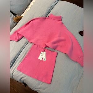 ZARA pink sweater skirt set